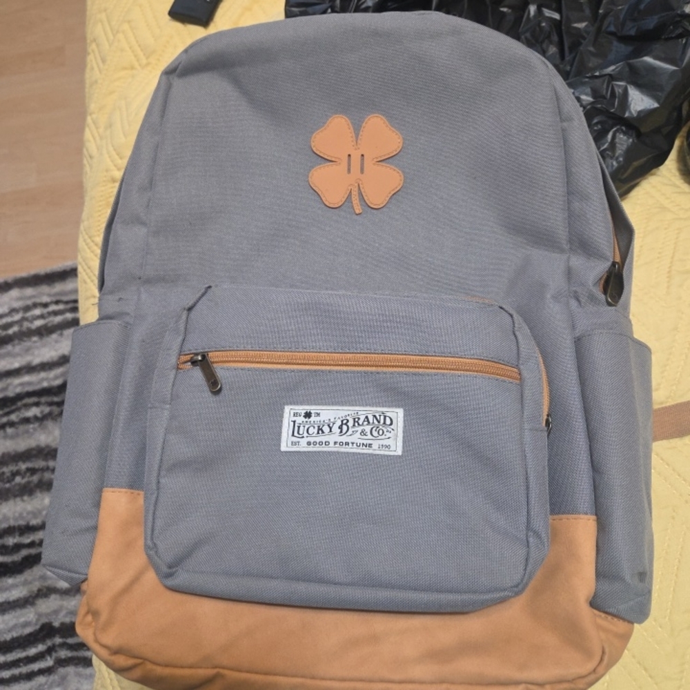 SOLD-Lucky Brand Charcoal and Camel Men's Backpack